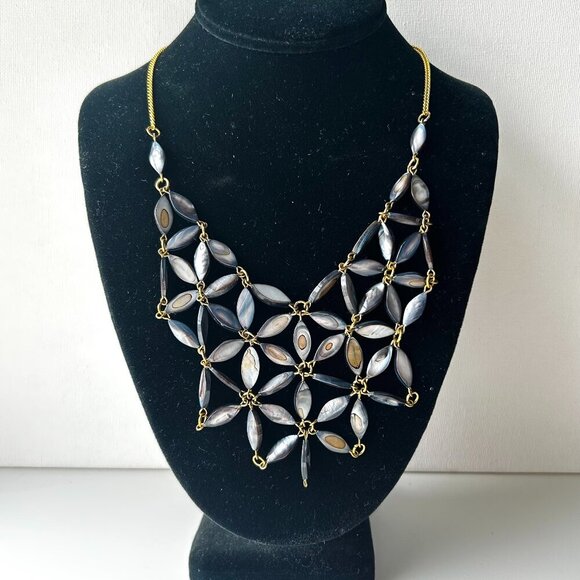 Jewelry - Vintage Blue Petal Linked Bib Waterfall Necklace